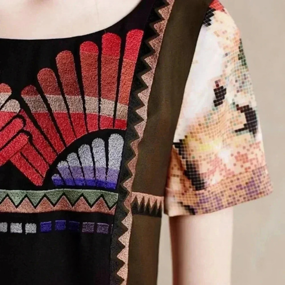 {Anthropologie} Ranna Gill Women's Fanned Vignette Shift Dress -  Size 2 - Picture 3 of 16